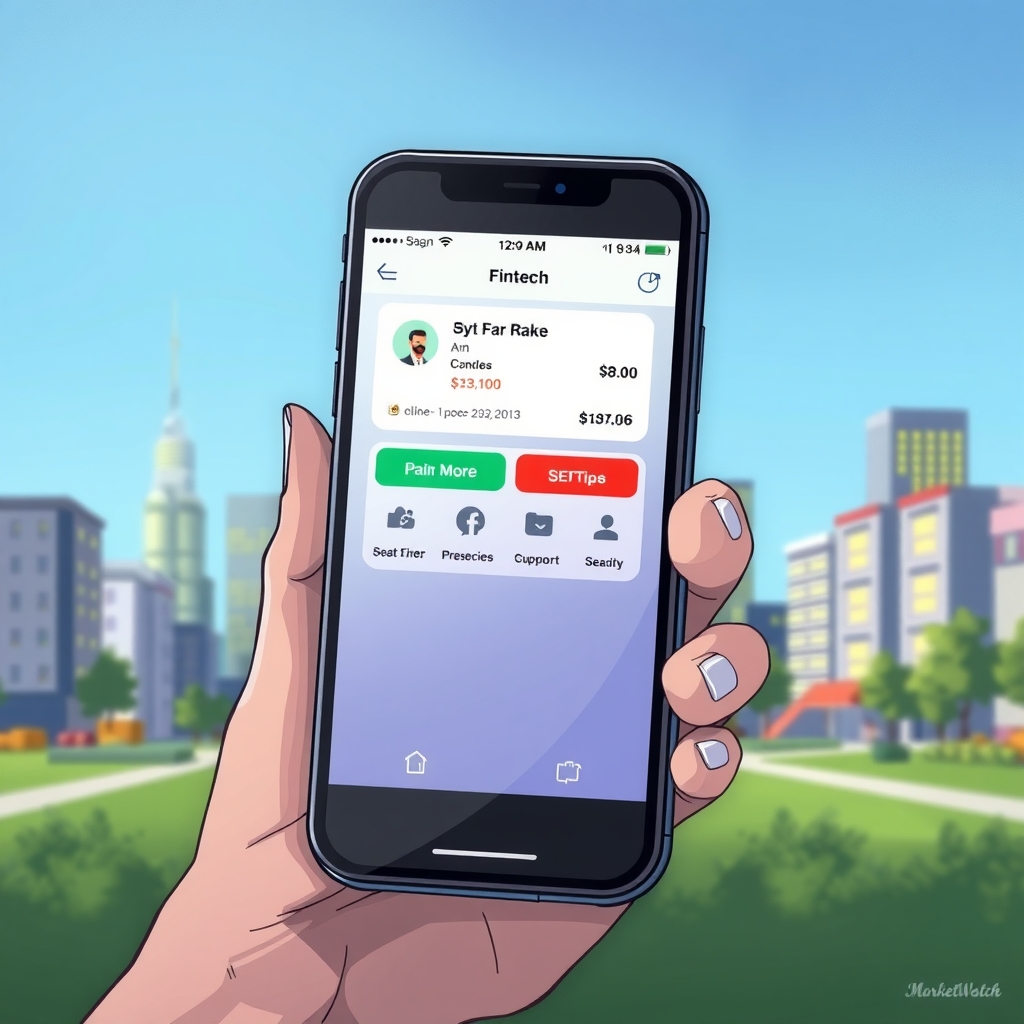 Begleitende Illustration zu Fintech-Apps bieten fiktive Einkaufsbummel und „Glücksversicherung“