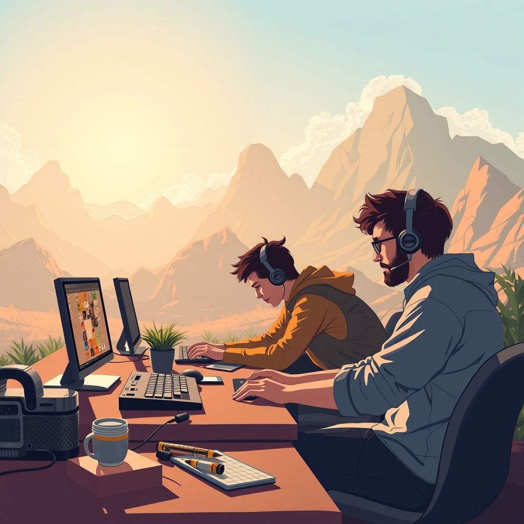 Illustration éditoriale pour Un guide pour les studios indés se penche sur les objectifs trimestriels