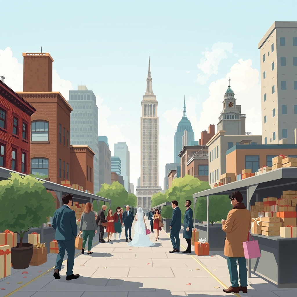 Redaktionelle Illustration zu New Yorker über Hochzeitsgeschenke: 'Ich würde 1.000 $ ausgeben'