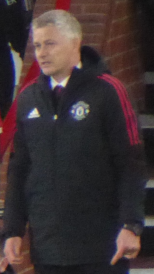 Ole Gunnar Solskjaer von Manchester United während eines Champions-League-Spiels 2021 gegen Atalanta BC in Old Trafford.